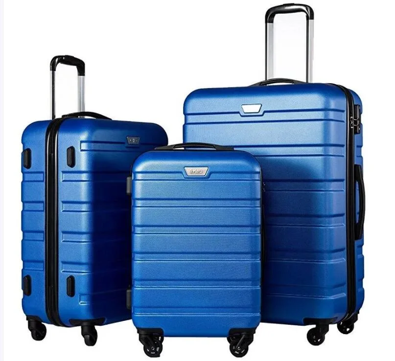 New Fashion Matching Color ABS PC Travel Trolley Luggage Bag with Built-in Tsa Lock 3 PCS Set