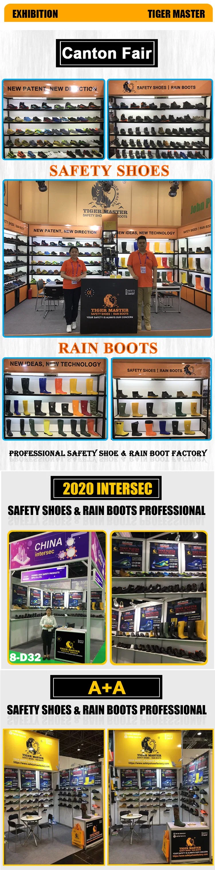 CE Verified Anti Slip Waterproof Oil Acid Alkali Resistant Steel Toe Puncture Proof Antistatic Men PPE Protective Construction PVC Safety Rain Boots