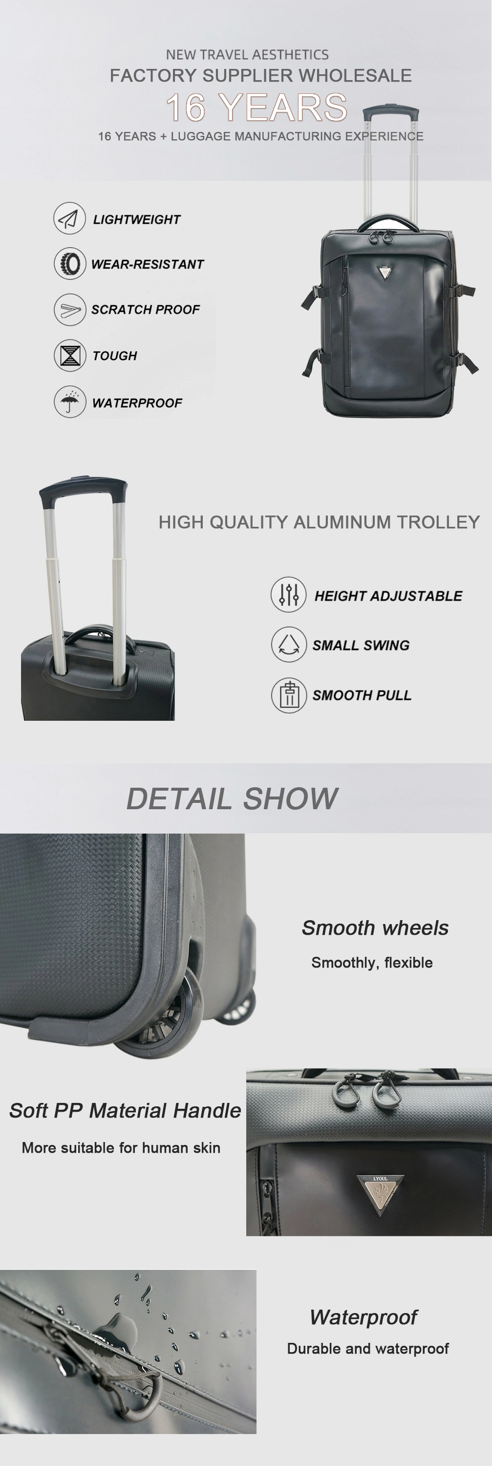 New Fashion Foldable Waterproof Carbon Material Carry on Rolling Travel Shopping Business Trolley Luggage Retractable Suitcase School Bag Trolley Luggage Bag