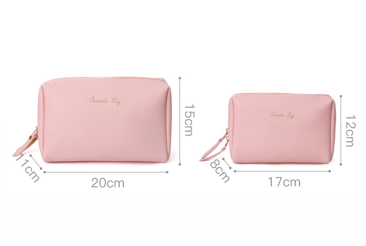 Custom Logo PU Leather Cosmetics Bags Plain Toiletry Makeup Bag Women Cosmetic Bag