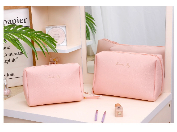 Custom Logo PU Leather Cosmetics Bags Plain Toiletry Makeup Bag Women Cosmetic Bag